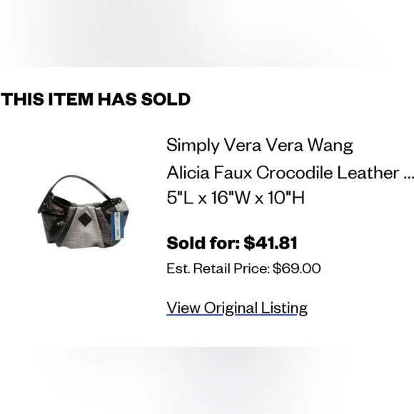 NWT Vera Wang Hobo Alligator purse - Picture 5 of 6